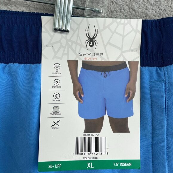 NEW Spyder Men's XL Swim Shorts Blue With 7.5" Inseam & Quick Dry - Picture 4 of 9